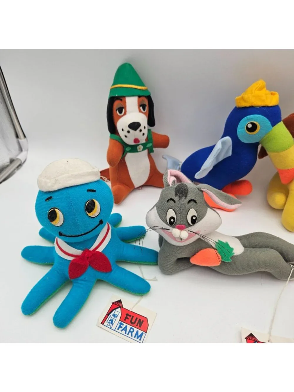 Lot of 6 Vintage 1970s Fun Farm Plush Animals Bugs Bunny Camel Dog Octopus